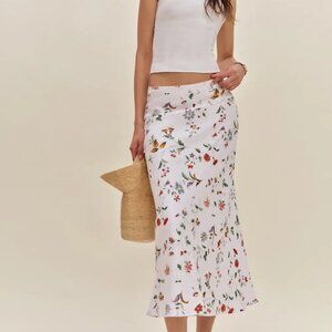 Reformation Layla Linen Skirt Ivory - Size M
